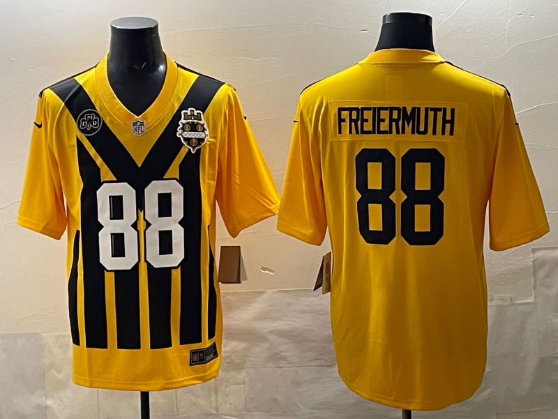 Men 2025 Pittsburgh Steelers 88 Freiermuth Yellow Retro Nike Limited NFL Jersey style 03